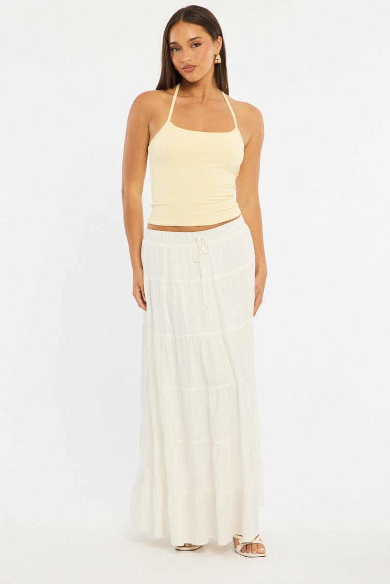 Yellow Supersoft Halter Neck Top for Ally Fashion