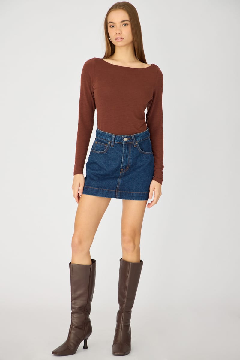 Brown Sheer Top Long Sleeve Slim Fit for Ally Fashion