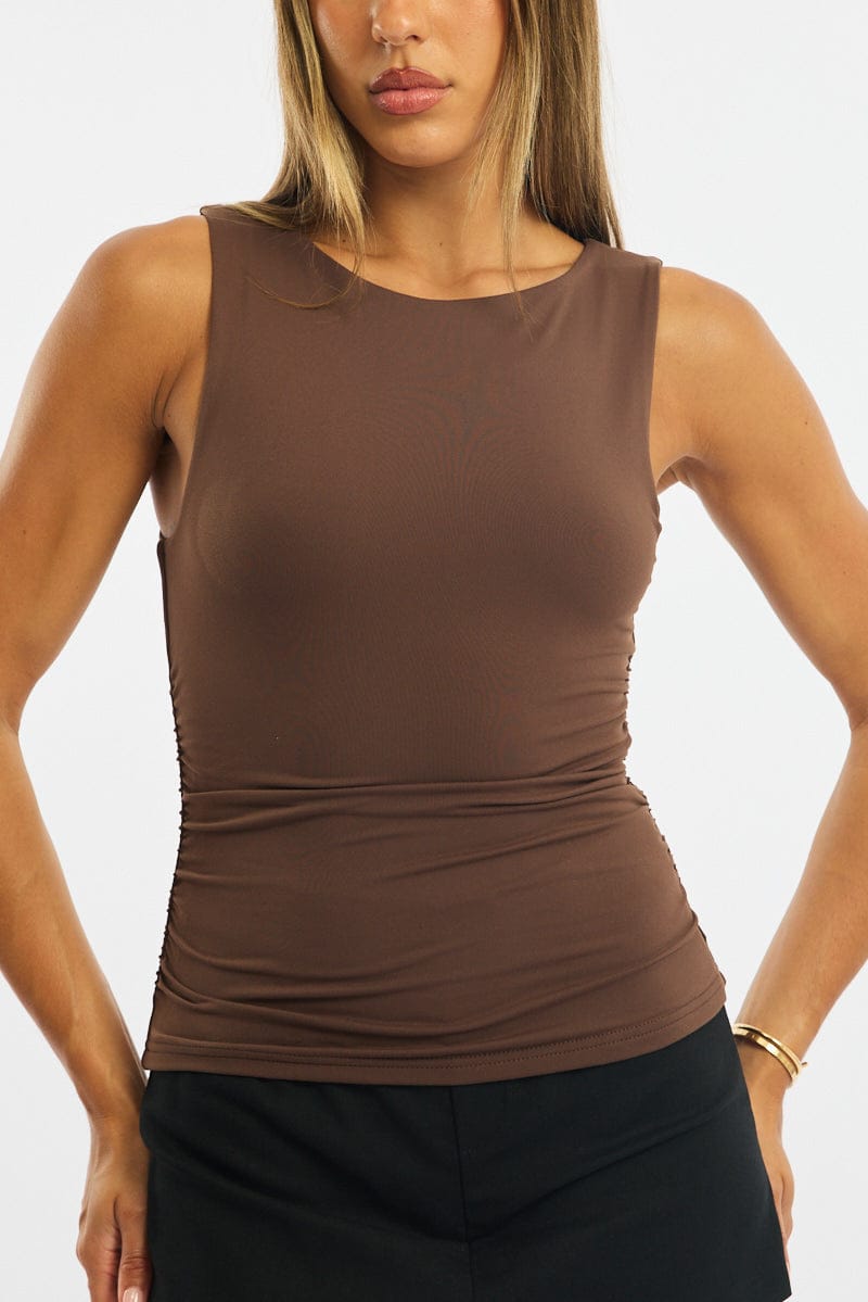 Brown Supersoft Tank Sleeveless for Ally Fashion