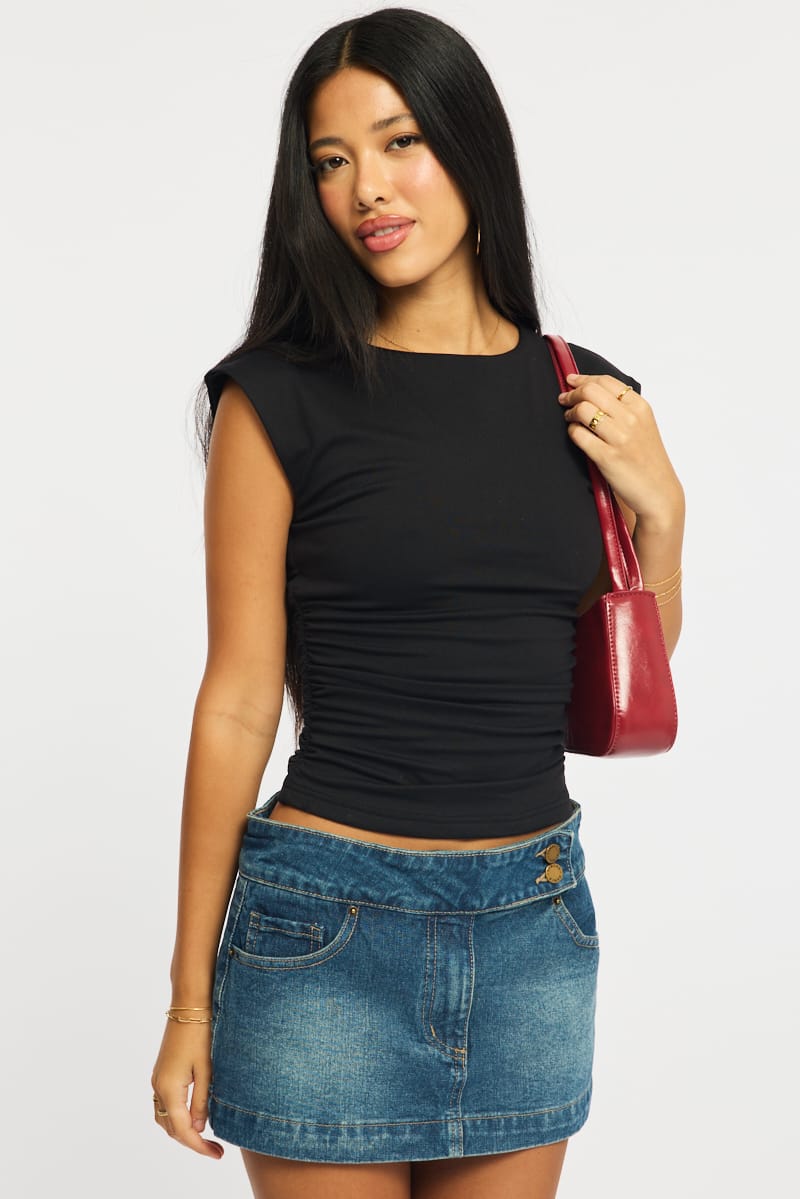 Black Tank Top Sleeveless Round Neck Supersoft for Ally Fashion