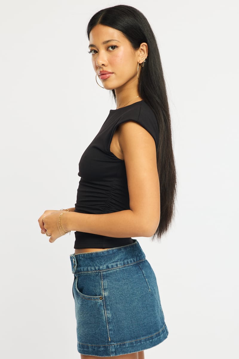 Black Tank Top Sleeveless Round Neck Supersoft for Ally Fashion