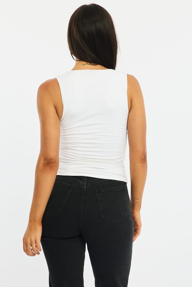 White Tank Top Sleeveless Round Neck Supersoft for Ally Fashion