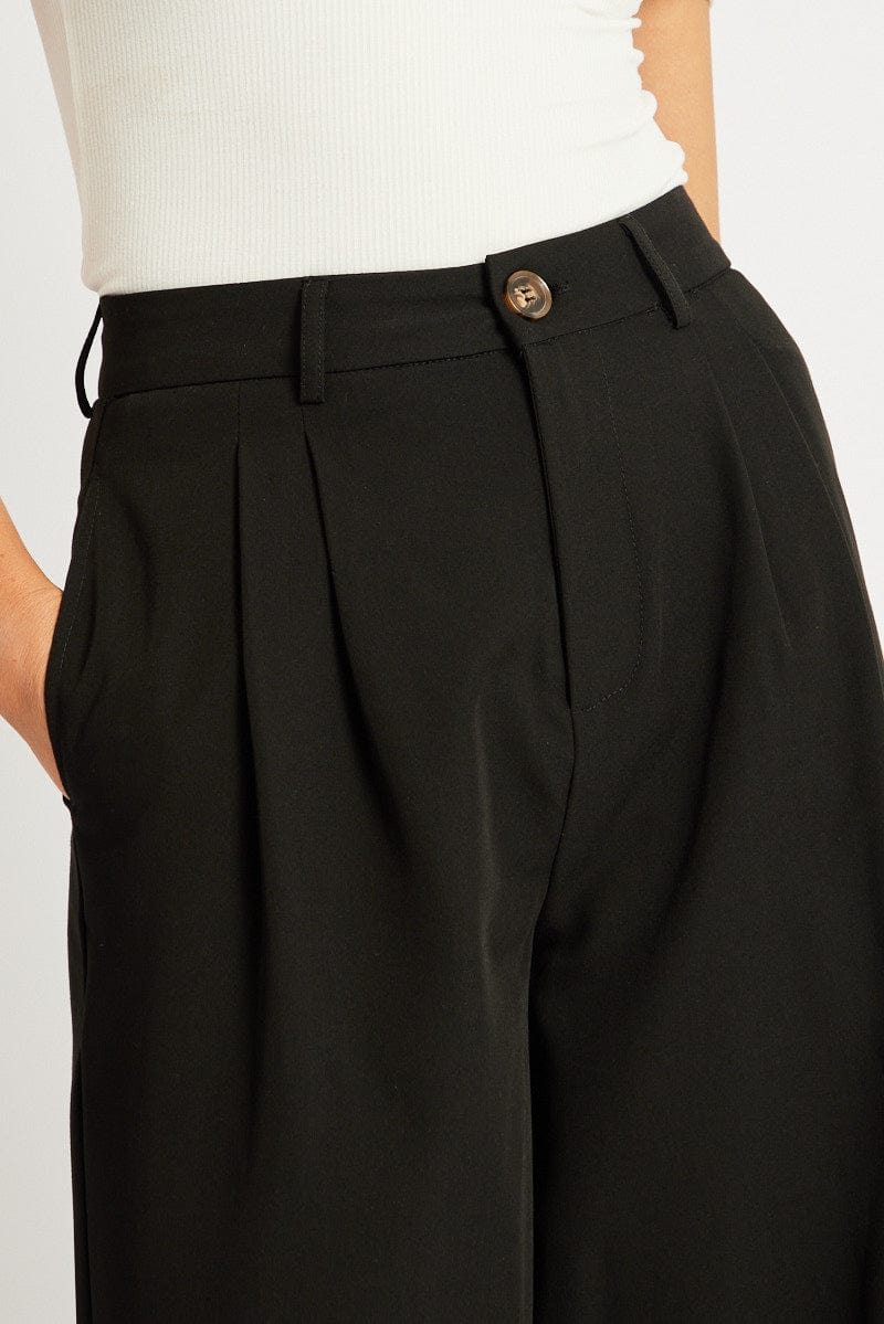 Black Wide Leg Pants Mid Rise for Ally Fashion