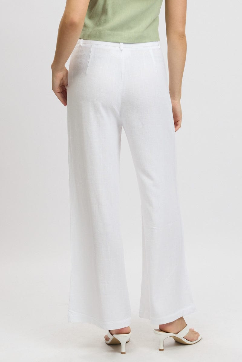 White Wide Leg Pants Mid Rise for Ally Fashion