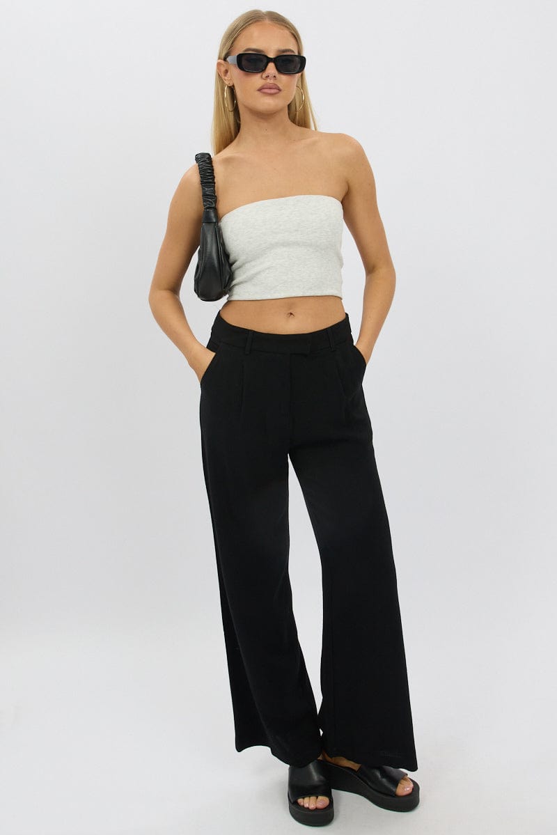 Black Wide Leg Pants Mid Rise for Ally Fashion