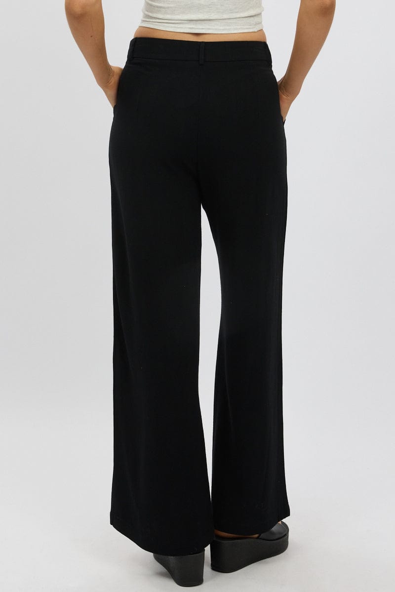 Black Wide Leg Pants Mid Rise for Ally Fashion