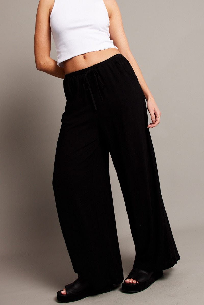 Black Wide Leg Pants High Rise for Ally Fashion