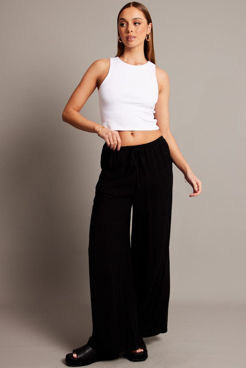 Black Wide Leg Pants High Rise for Ally Fashion