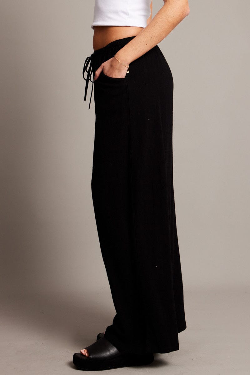 Black Wide Leg Pants High Rise for Ally Fashion