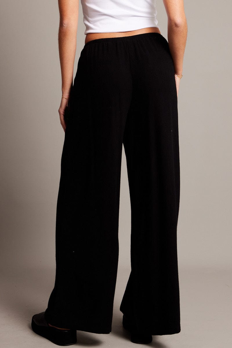 Black Wide Leg Pants High Rise for Ally Fashion