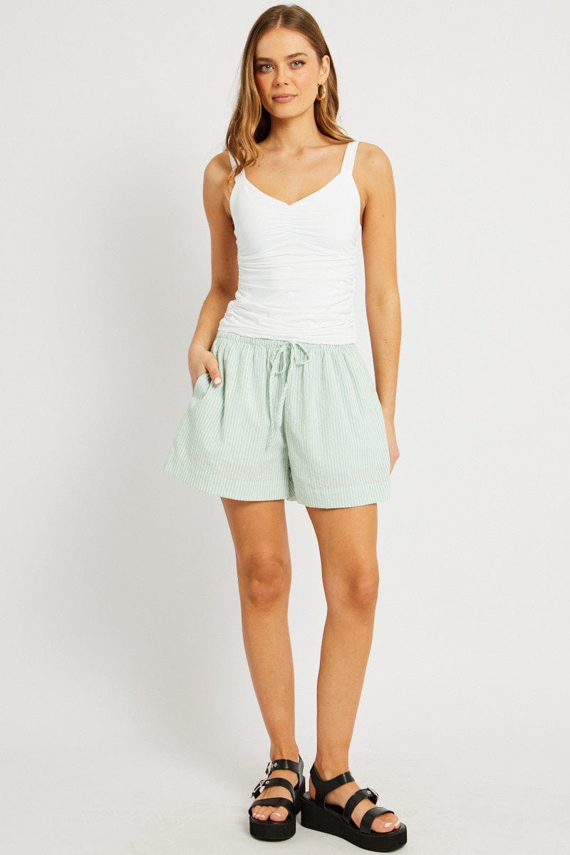 Green Stripe Shorts Elasticated Waist for Ally Fashion