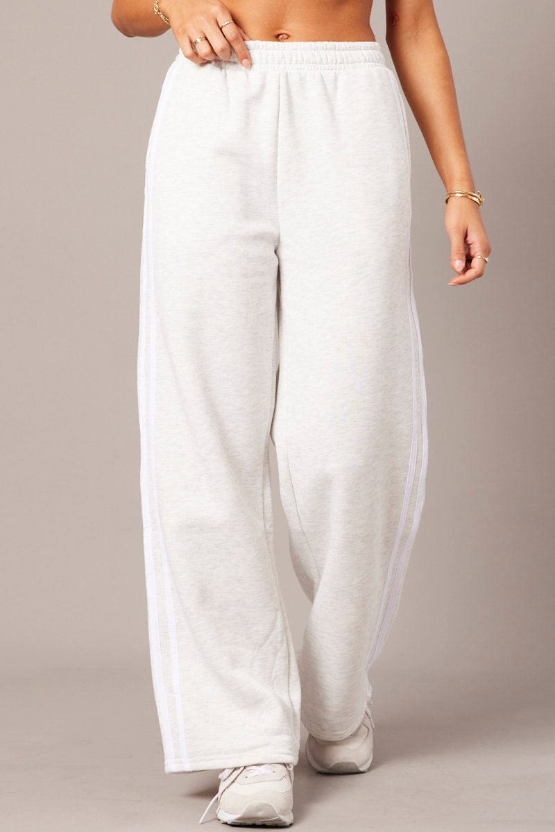 Grey Track Pants Wide Leg for Ally Fashion