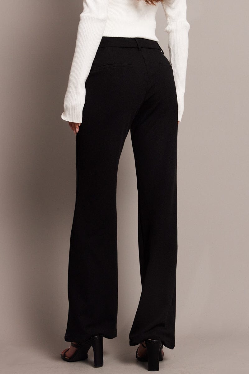 Black Flare Leg Pants Mid Rise for Ally Fashion