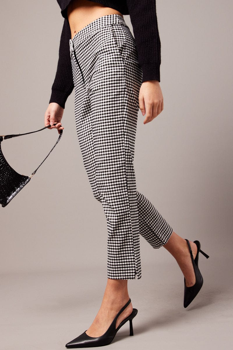 Black Check Slim Fit Pants Workwear for Ally Fashion