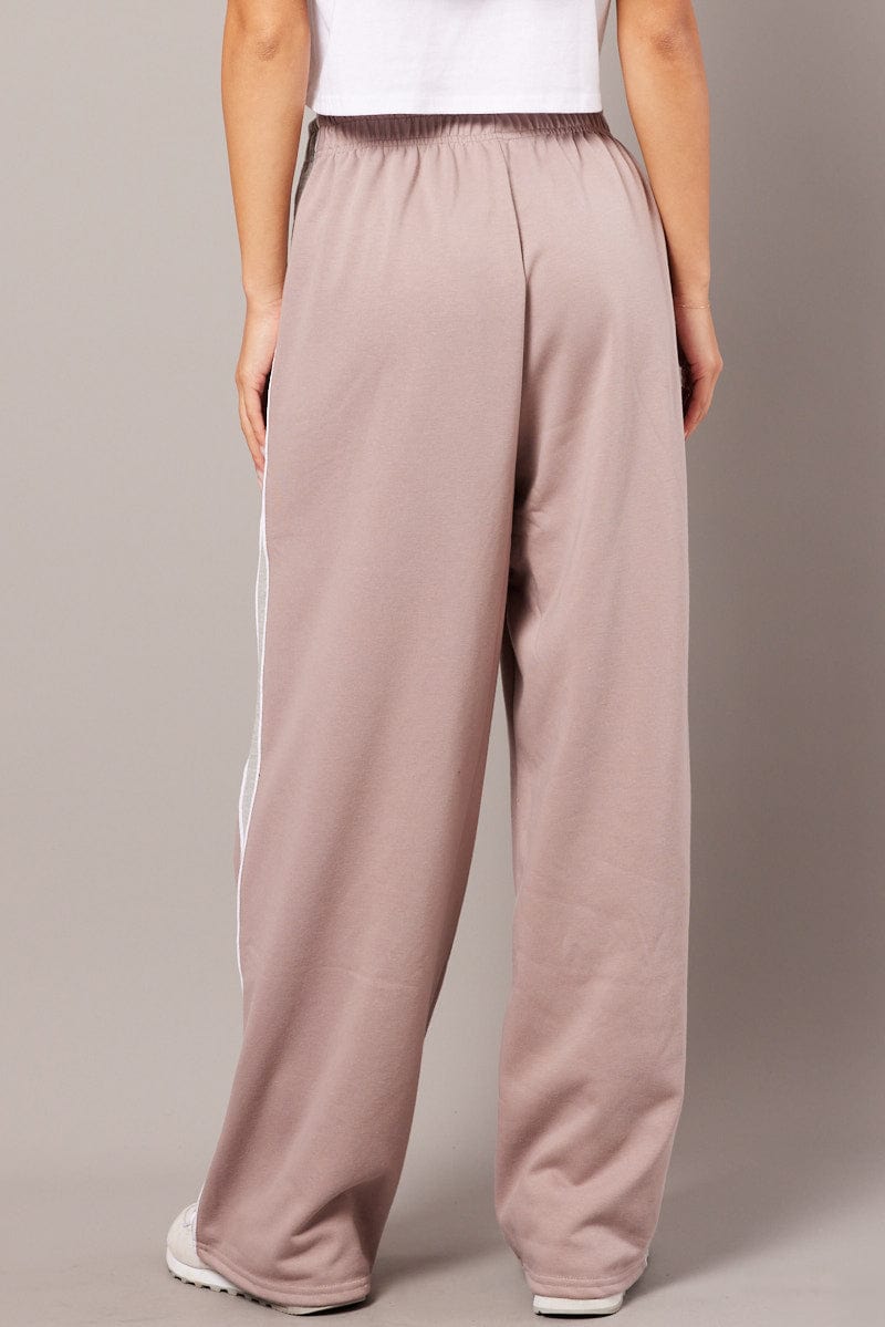 Beige Track Pants Wide Leg Pants for Ally Fashion