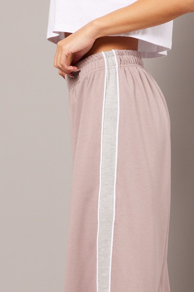 Beige Track Pants Wide Leg Pants for Ally Fashion