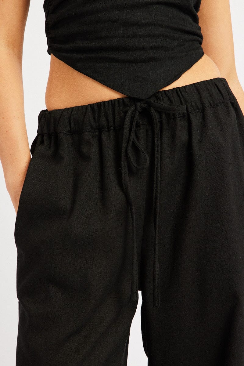 Black Wide Leg Pants Elasticated Waist for Ally Fashion