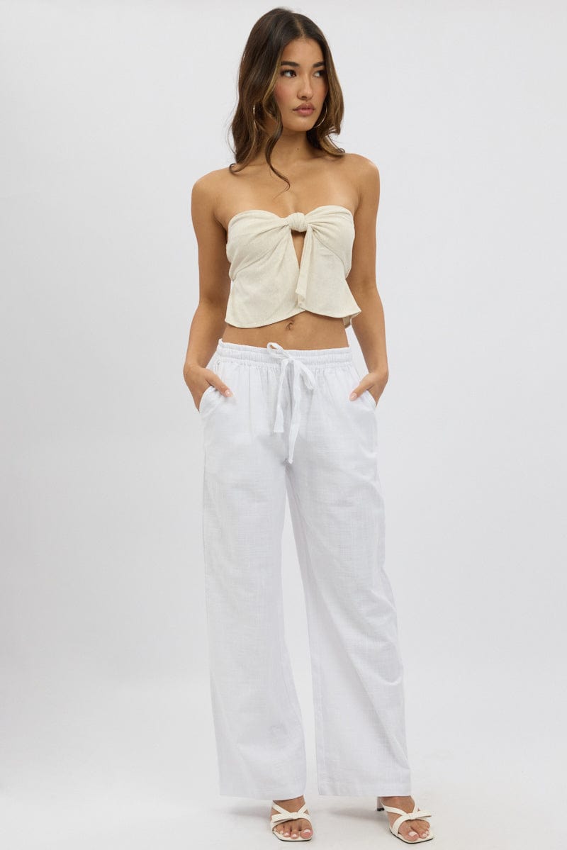 White Wide Leg Pants Elasticated for Ally Fashion