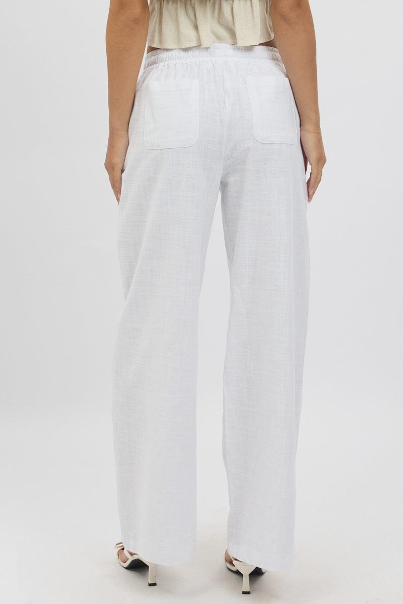 White Wide Leg Pants Elasticated for Ally Fashion