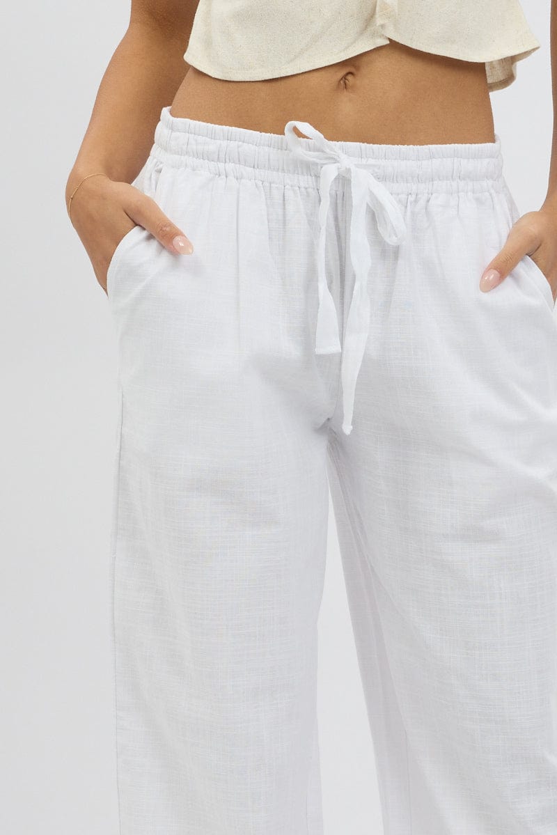 White Wide Leg Pants Elasticated for Ally Fashion