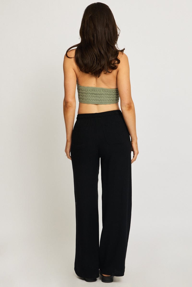 Black Stripe Wide Leg Pants for Ally Fashion