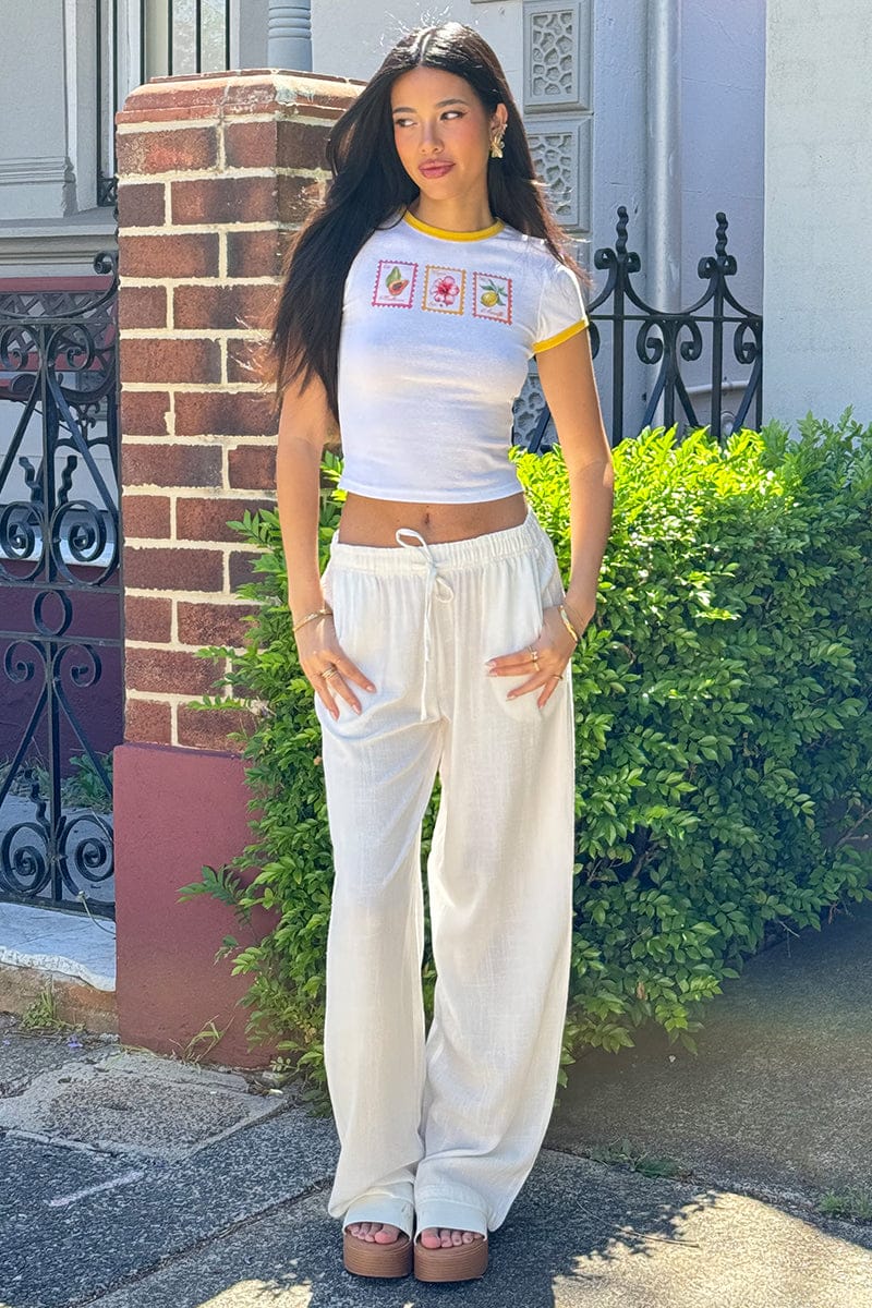 White Stripe Wide Leg Pants for Ally Fashion