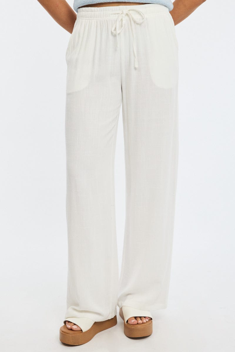 White Stripe Wide Leg Pants for Ally Fashion