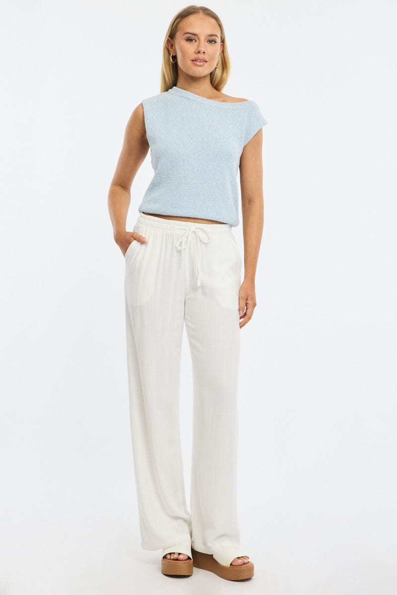 White Stripe Wide Leg Pants for Ally Fashion