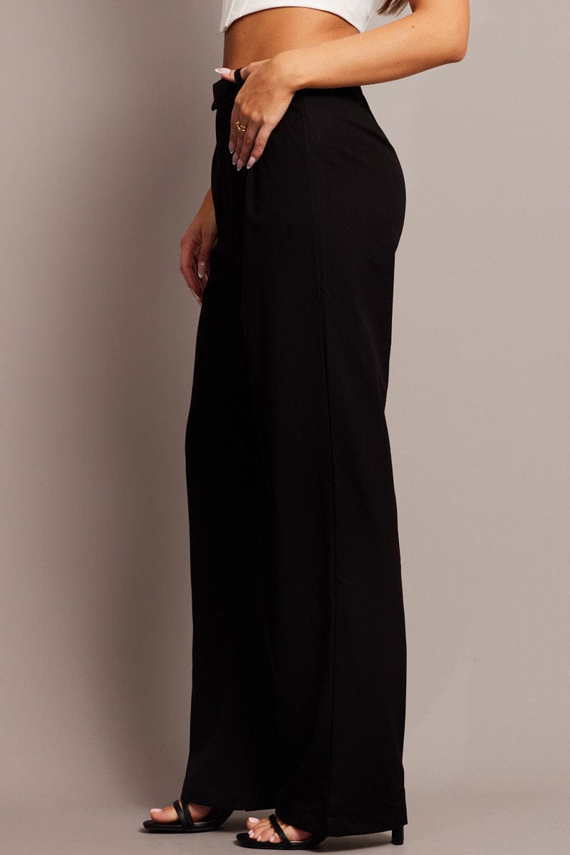 Black Wide Leg Pants Mid Rise for Ally Fashion