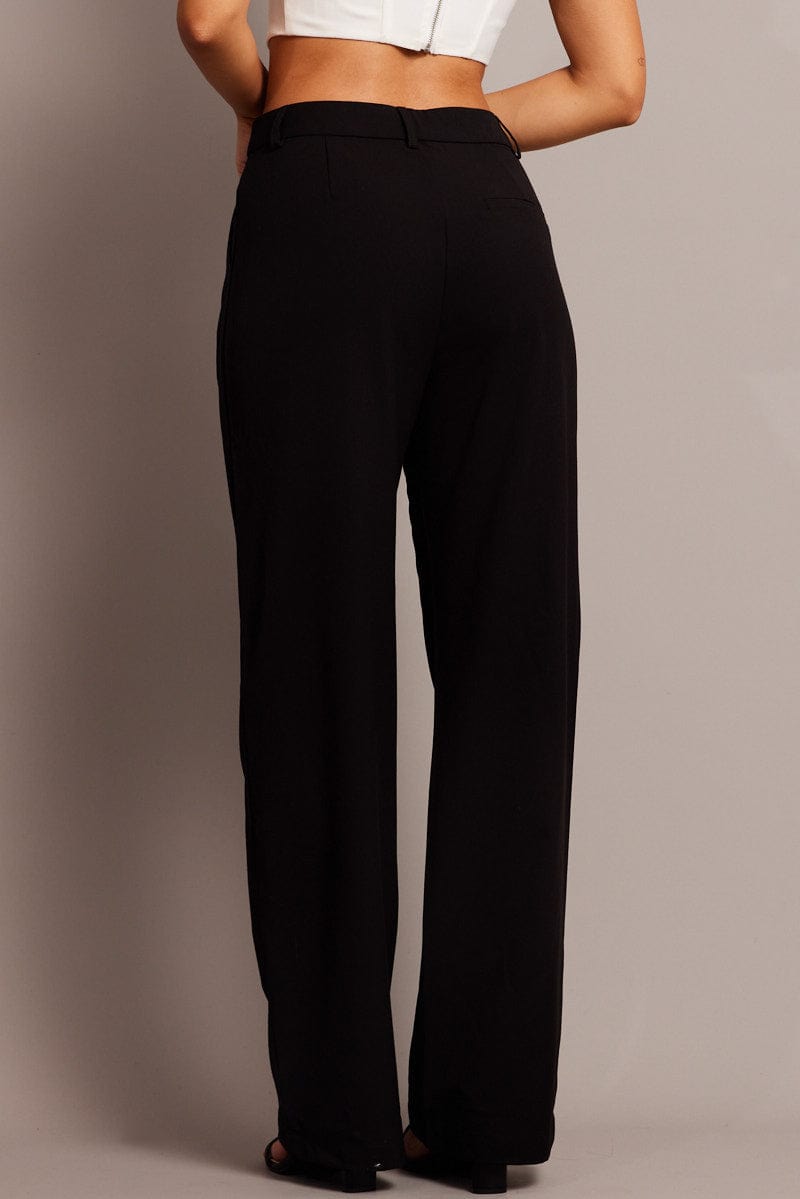 Black Wide Leg Pants Mid Rise for Ally Fashion