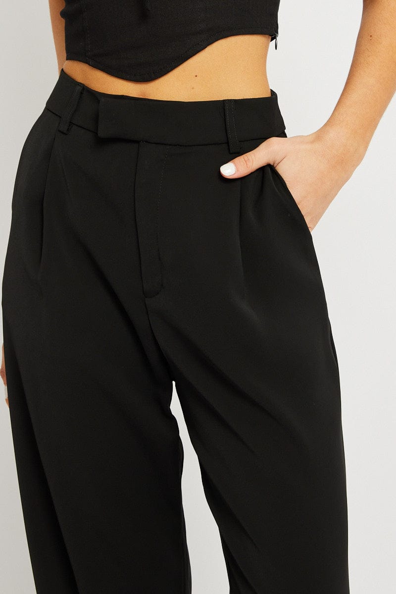 Black Wide Leg Pants Mid Rise for Ally Fashion