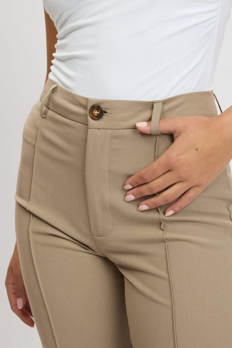 Brown Straight Fit Pants High Rise for Ally Fashion