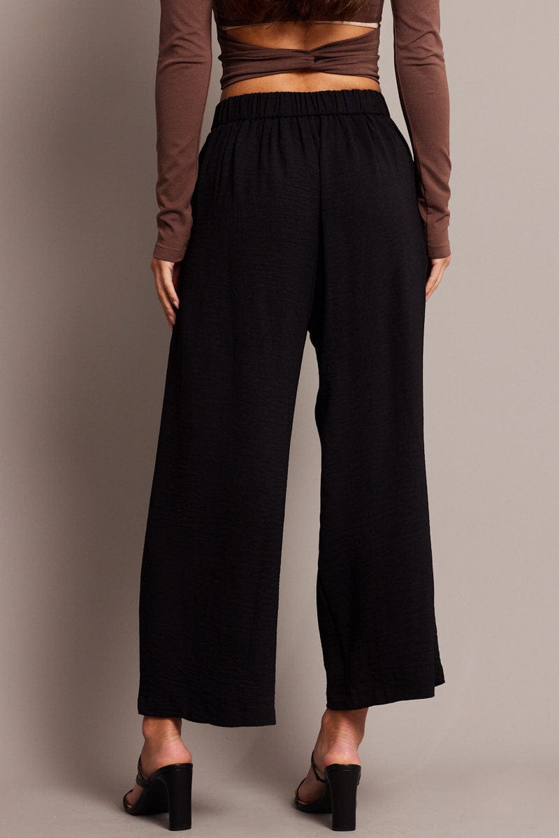 Black Wide Leg Pants Cropped for Ally Fashion