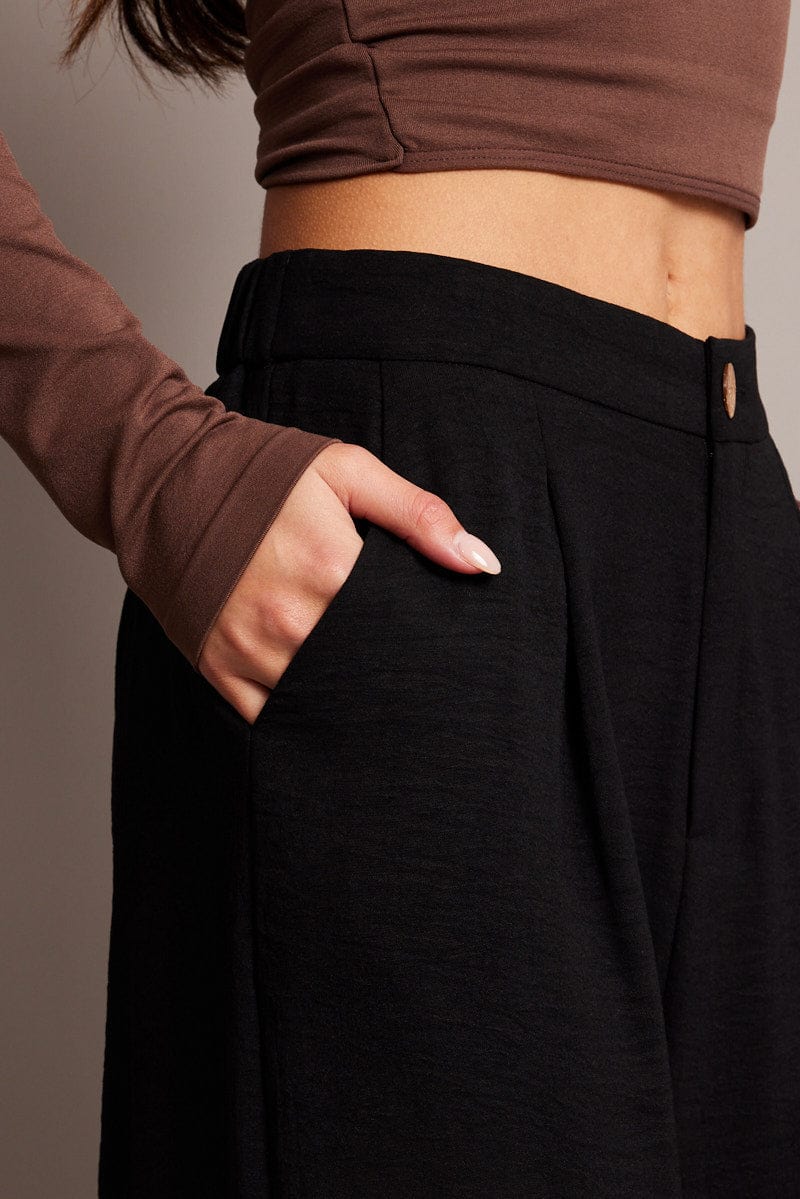 Black Wide Leg Pants Cropped for Ally Fashion