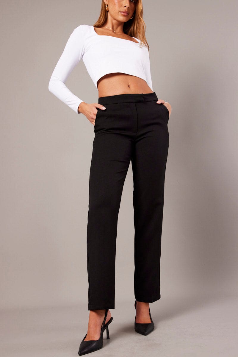 Black Slim Pants Mid Rise for Ally Fashion