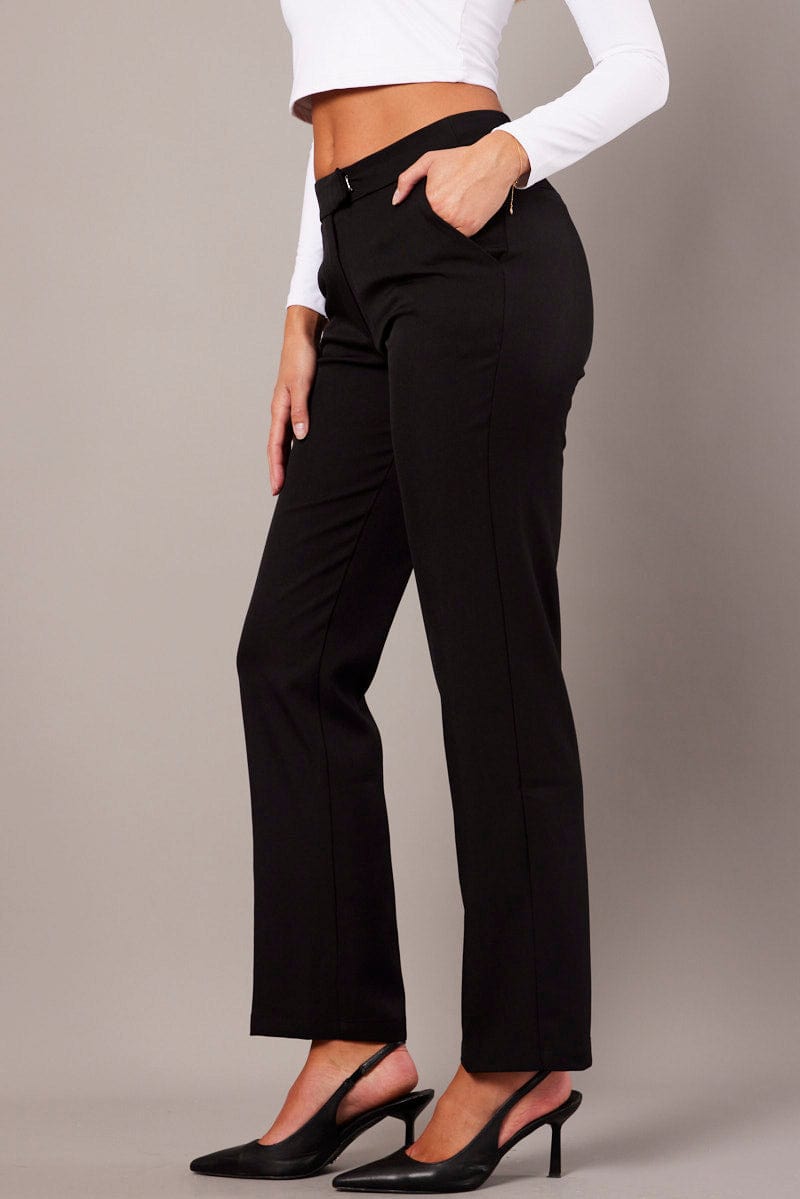 Black Slim Pants Mid Rise for Ally Fashion