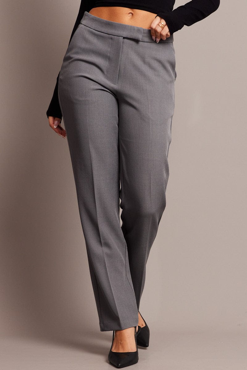 Grey Slim Pants Mid Rise for Ally Fashion