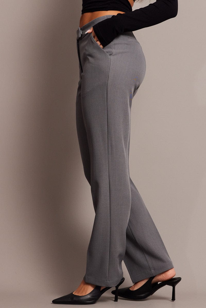 Grey Slim Pants Mid Rise for Ally Fashion