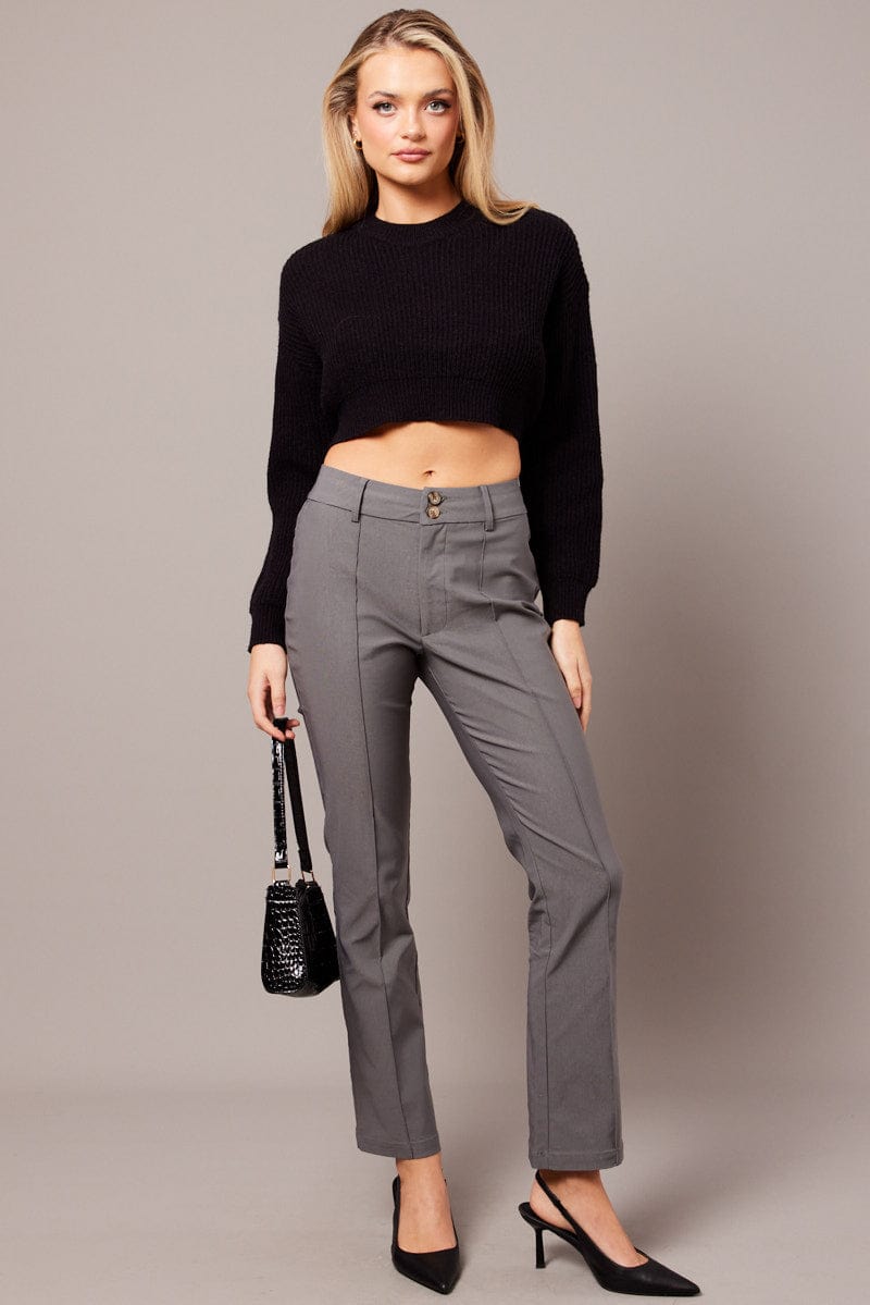 Grey Slim Pants Mid Rise for Ally Fashion