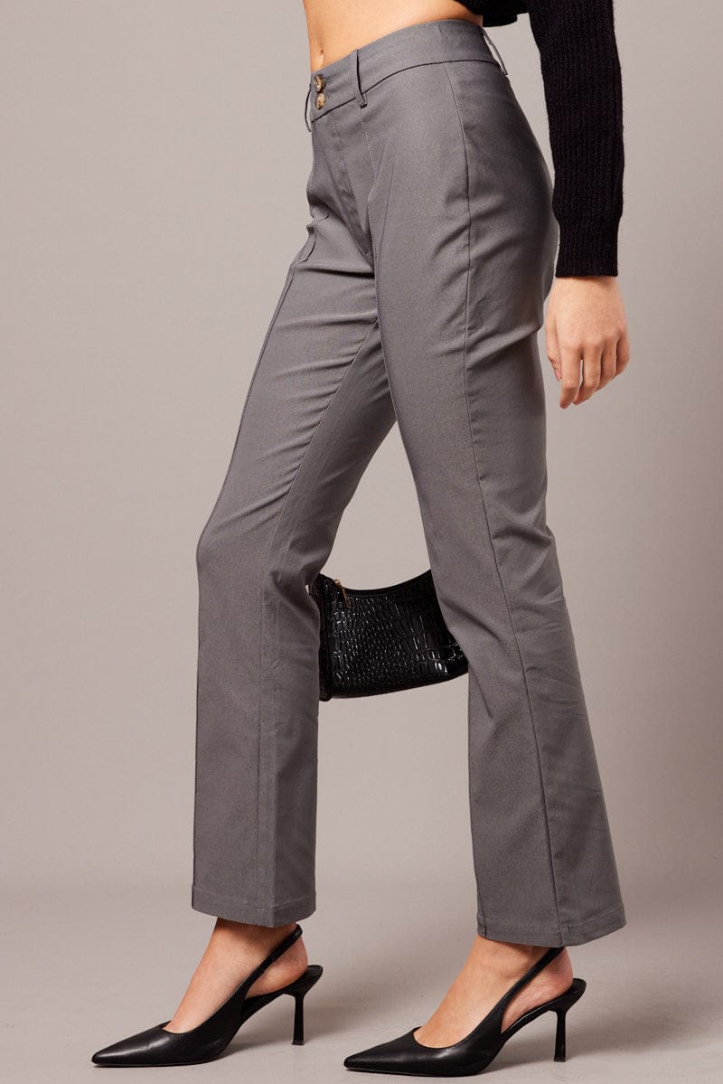 Grey Slim Pants Mid Rise for Ally Fashion