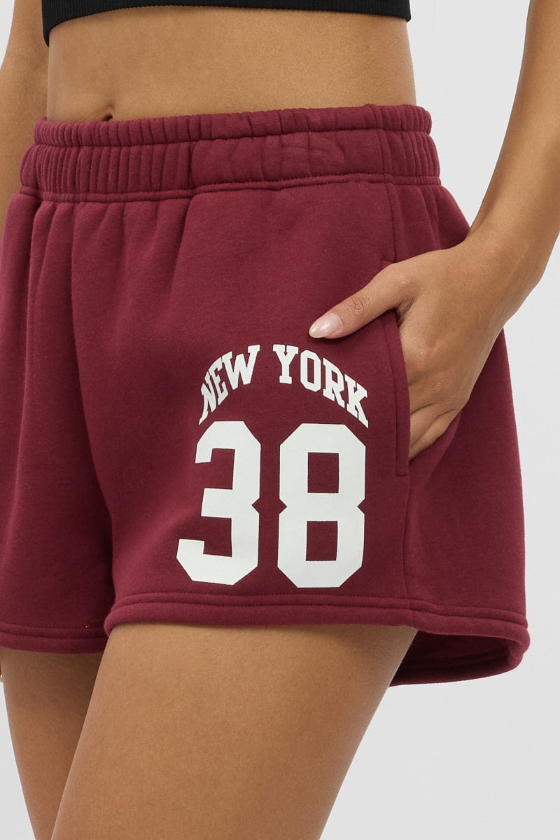 Red Track Shorts Elasticated for Ally Fashion