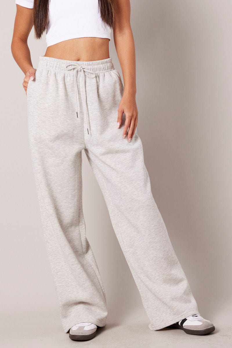 Grey Track Pants Wide Leg Pants for Ally Fashion