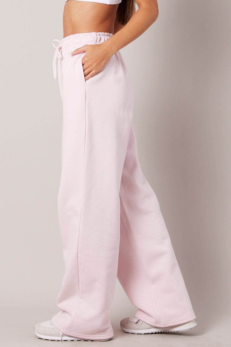 Pink Track Pants Wide Leg Pants for Ally Fashion