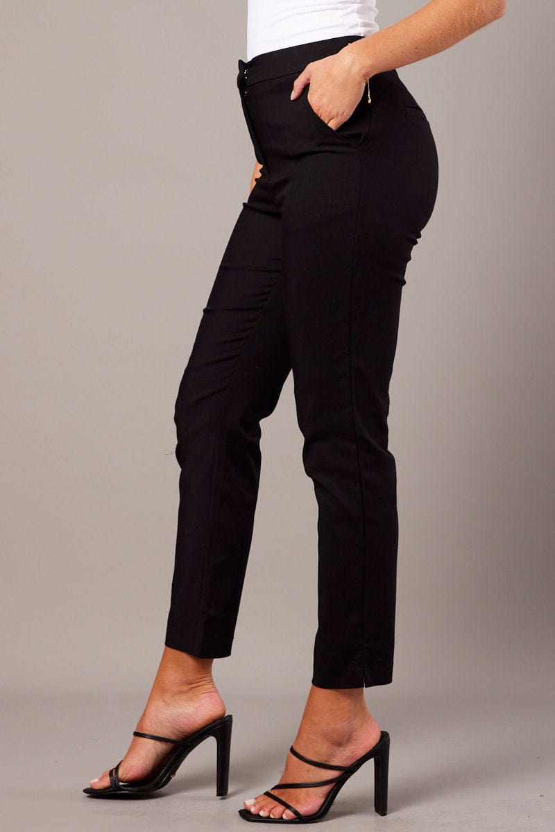 Black Slim Pants High Rise for Ally Fashion