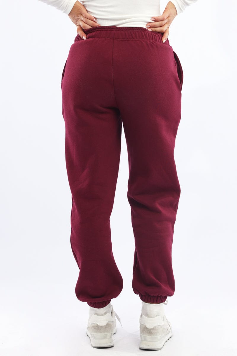Jogger Pants Jogger Color Vino Red Track Pants Jogger Ally Fashion