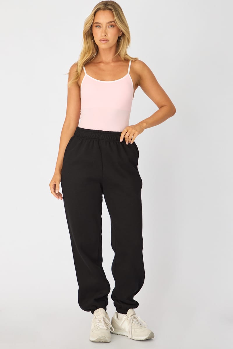 Black Track Pants Elasticated Waist for Ally Fashion