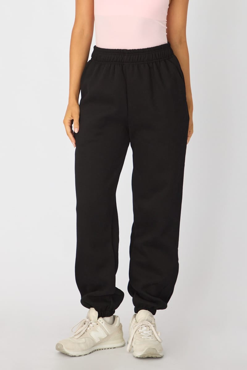 Black Track Pants Elasticated Waist for Ally Fashion