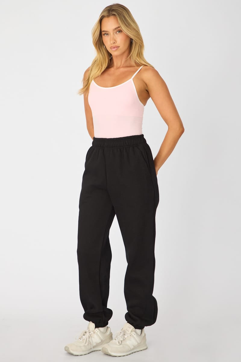 Black Track Pants Elasticated Waist for Ally Fashion