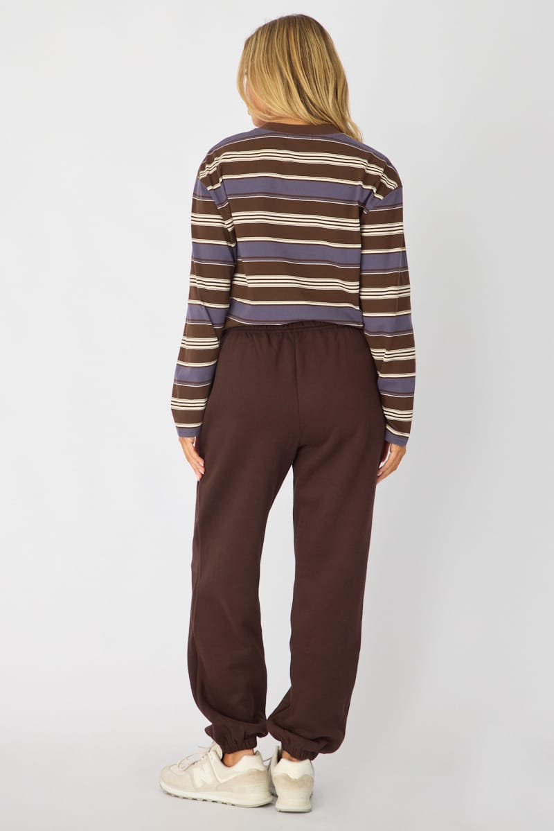 Brown Track Pants Elasticated Waist for Ally Fashion
