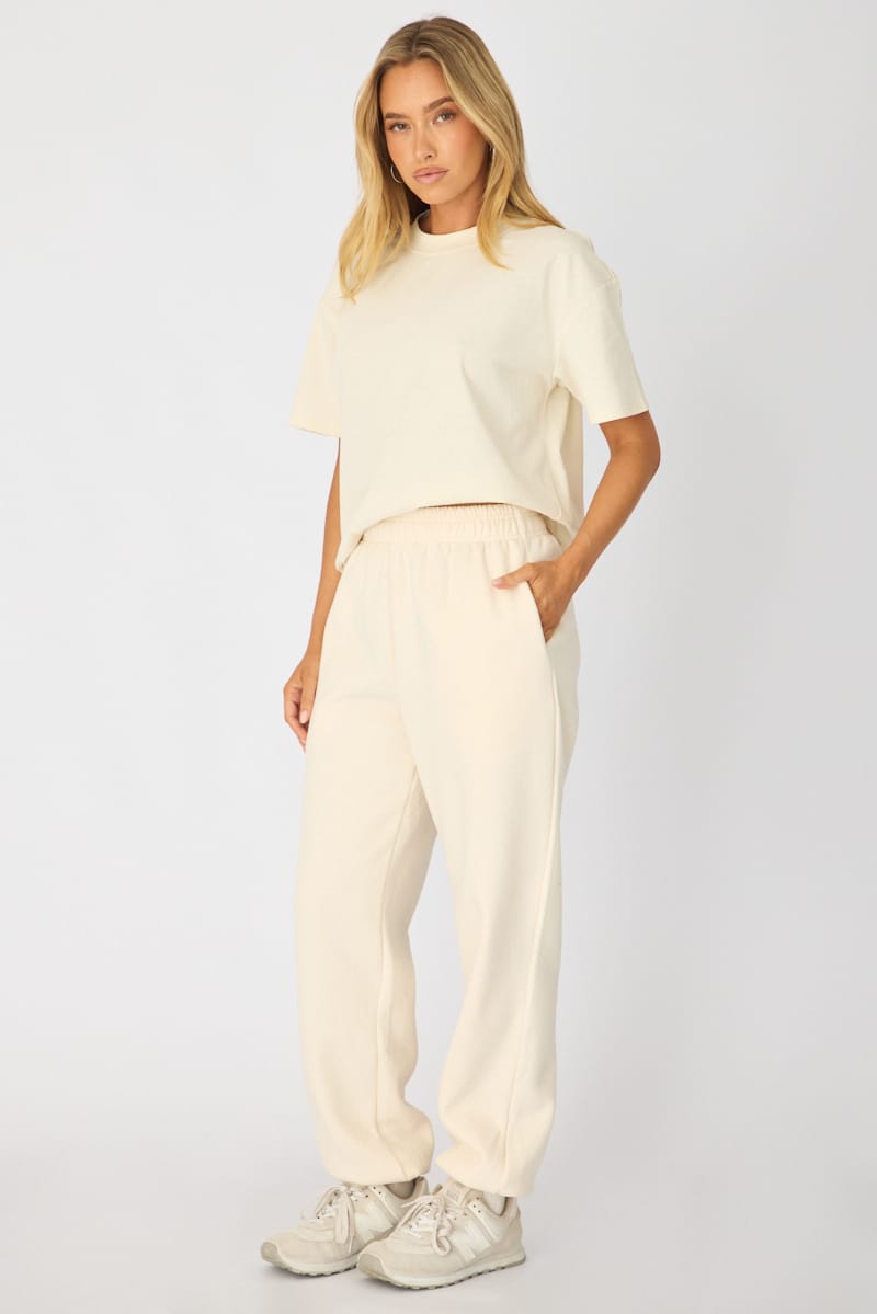 White Track Pants Elasticated Waist for Ally Fashion